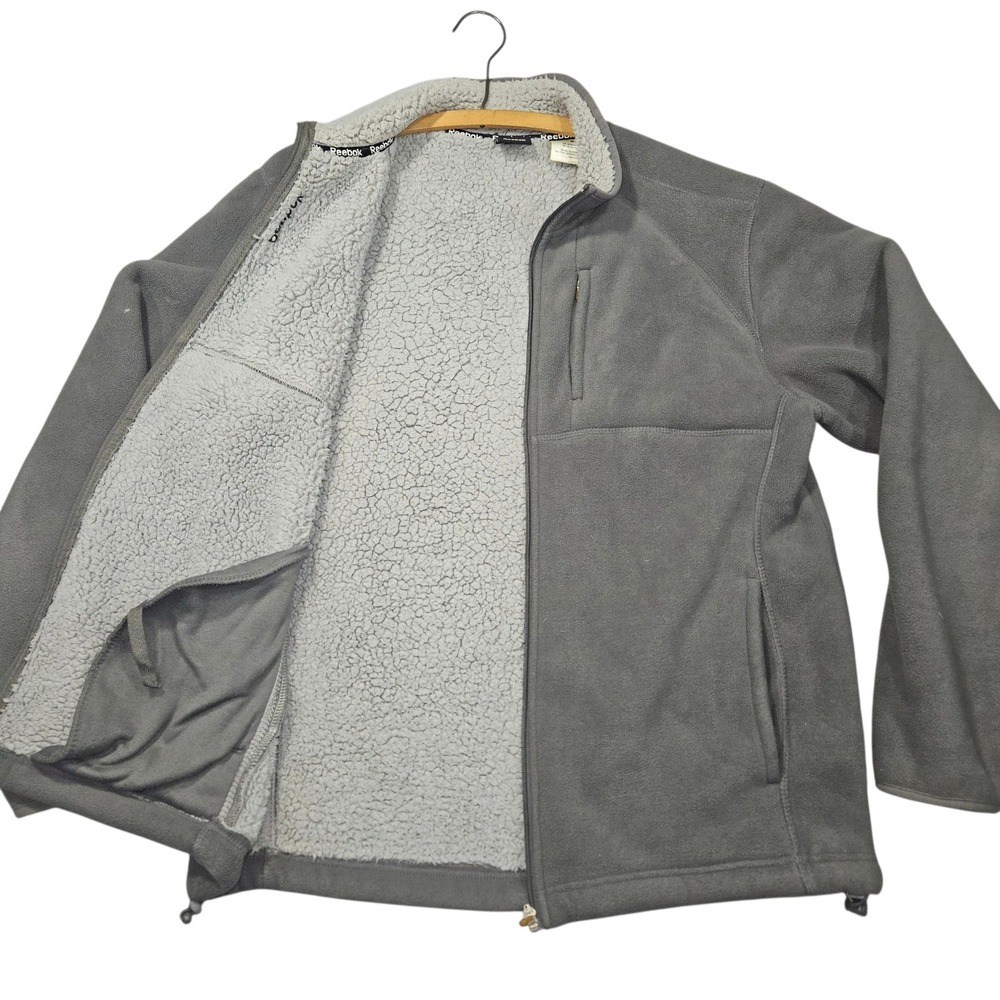 Reebok VTG 2014 Sherpa Lined Full Zip Fleece Jacket Grey Sz M